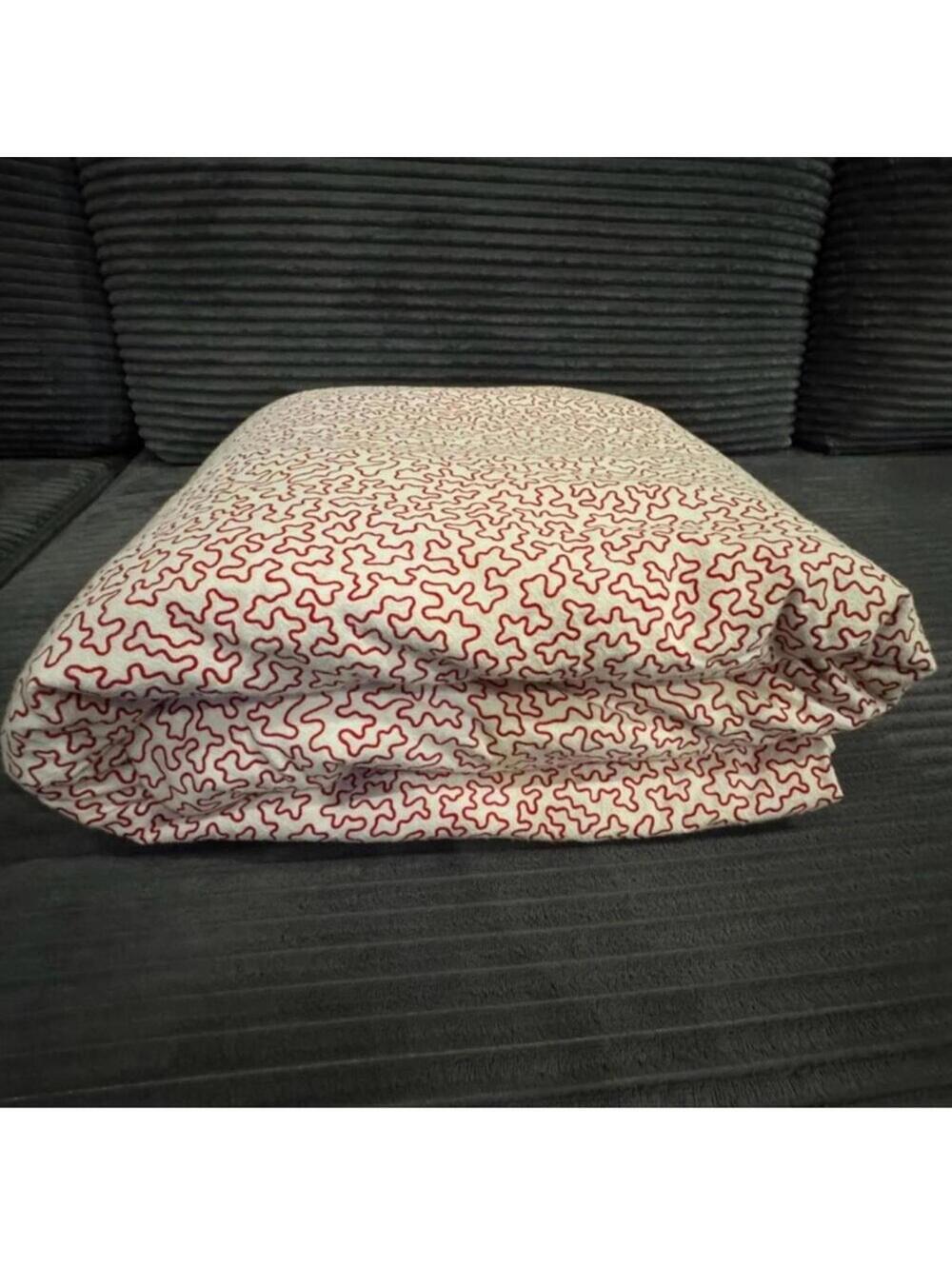 IKEA Alvine Korall Duvet Cover Red Wht Vintage Scandi Squiggle Print 18473